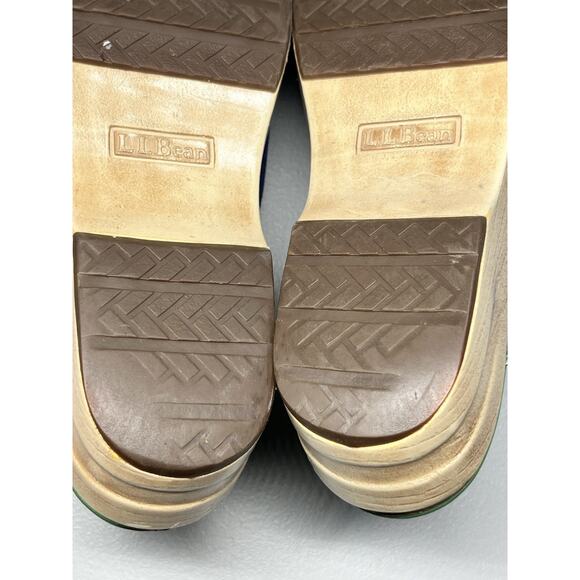 LL Bean Slide Clogs Womens 8 Blue Suede Sailboat Logo Slip On Preppy Coastal - Picture 12 of 13